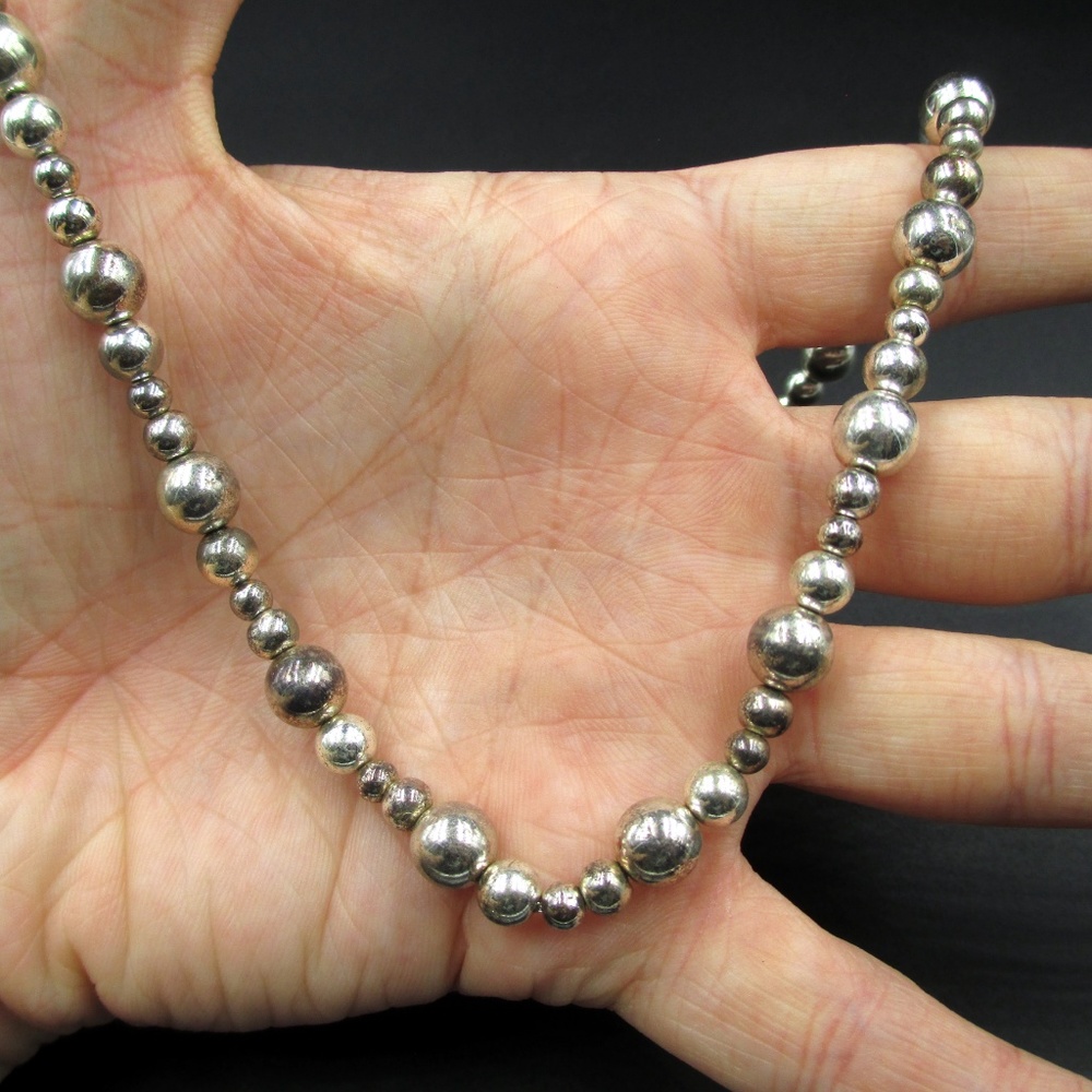 18 Inch Chaps Brand Silver Metal Beaded Necklace - Picture 3 of 7